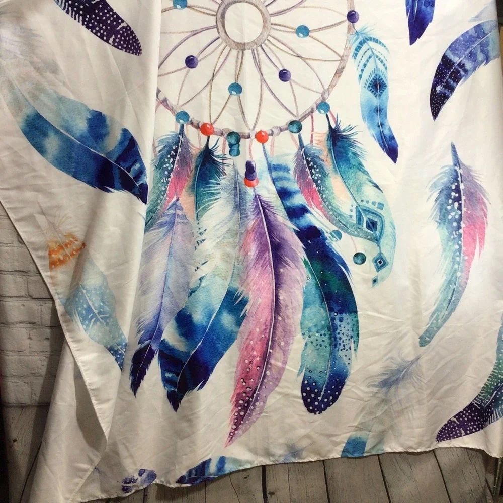 Dreamcatcher Wall‎ Hanging Boho  Curtain Beautiful Feathers Colors White